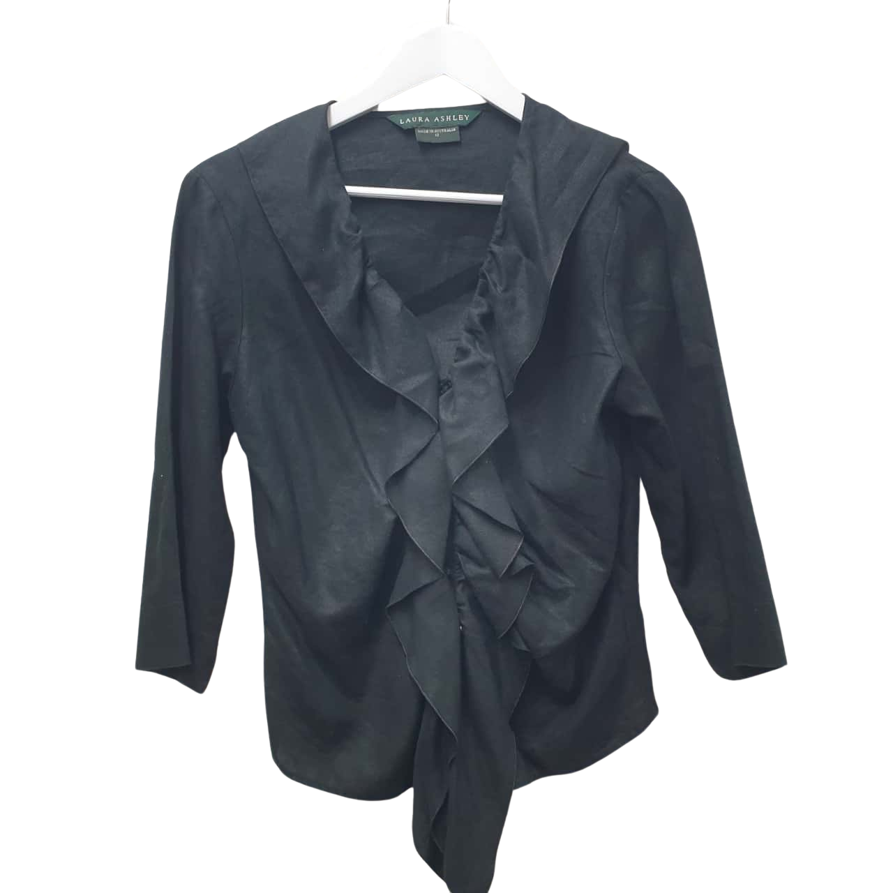 Laura Ashley Womens Size 12 Button Up Black (s)