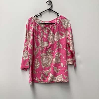 Threadz Womens Size XS Long Sleeve Top Beige / Pink  