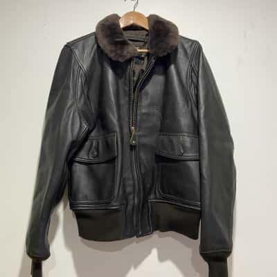 US Wings Size 44 Bomber Jacket Made from Genuine Leather 