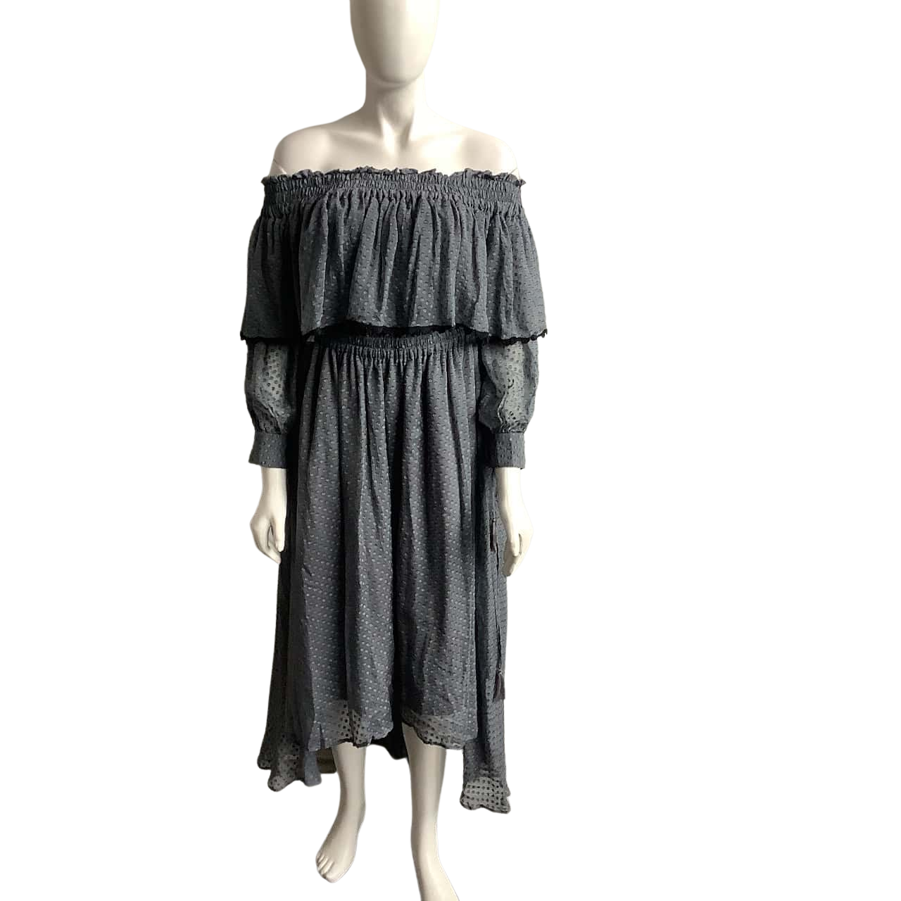 BNWT Stevie May Women's Size XL Long Sleeve Off the Shoulder Silk Maxi