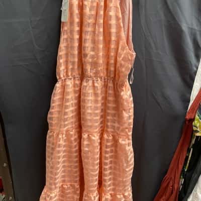 Gingham & Heels Womens  Size 16 Long Peach Dress