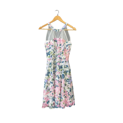 Review Size 6 Party Dress Floral/Multicoloured/Pattern/White BNWT