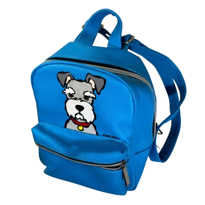  MARC TETRO Schnauzer Dog Blue Small Mini Backpack