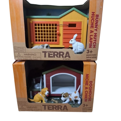 Terra by Battat Miniture Bunny Hutch and Doghouse Playsets 