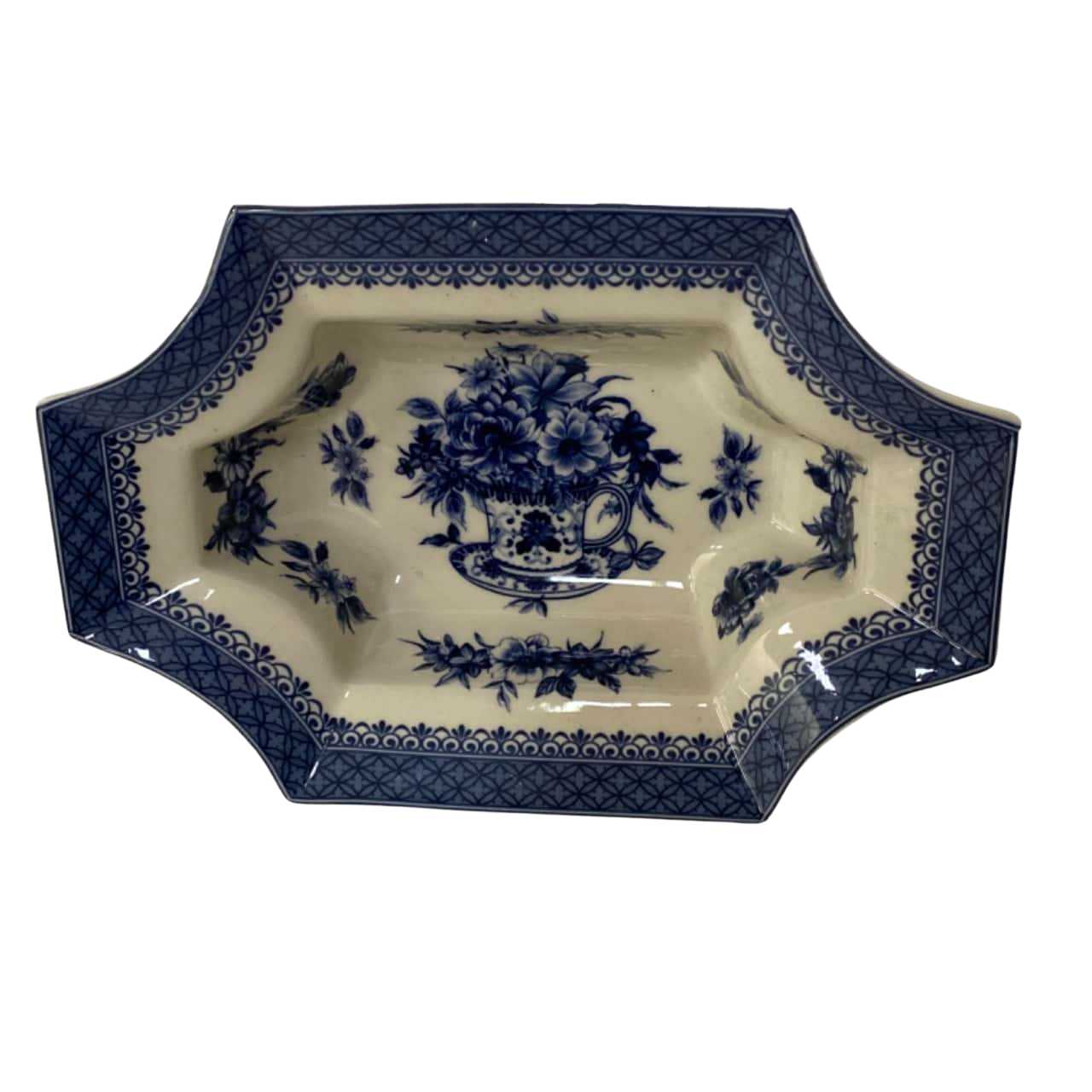 Staffordshire Pottery Dish Blue & White