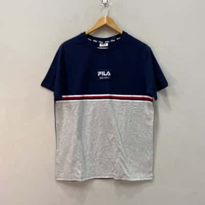 Fila Mens T-Shirt  Size M Blue / Grey / White 