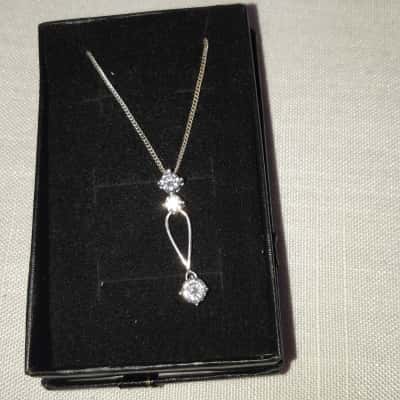 Silver 925 CZ Dangle Pendant On 925 Chain