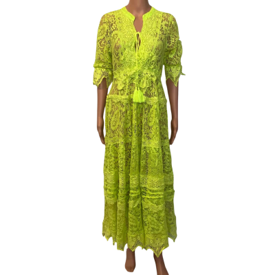  AVE RARA Womens  Size 42 Maxi Lace Dress Lime Green 