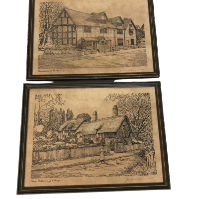 John Corvin - Signed Set x 2 'Shakespeares Birth Place & Anne Hathaways Cottage