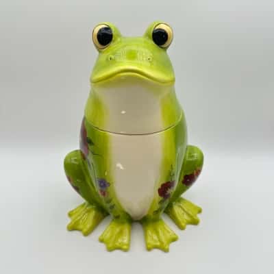 Adorable Floral Frog Cookie Jar