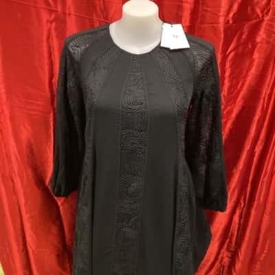 Aje. Soleil Blouson Lace Women's, Size 16, Midi Dress, Black  