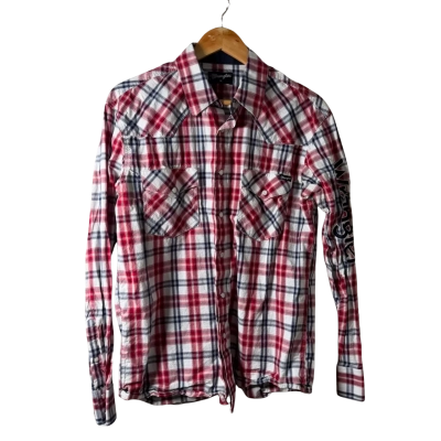 Wrangler Mens  Size M Long Sleeve Shirt Blue / Red / White 