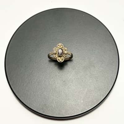  Unique 925 Deep Ruby Red Garnet Oval Stone Ring 