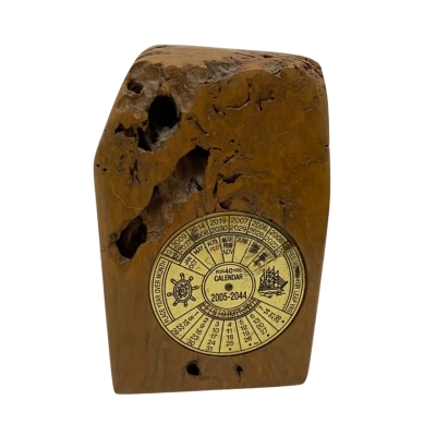 Handcrafted Wooden Paperweight with Perpetual Calendar 