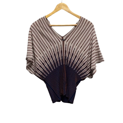 Cable Melbourne Womens  Size S Madrid Crepe Top Brown / Navy Blue RRP $249