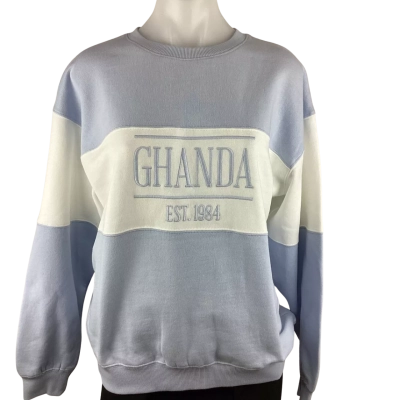 Ghanda Women's Crew Neck Jumper Blue / White Size 10