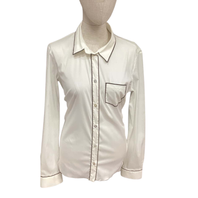 Armani Jeans Womens  Size 10 Long Sleeve Top Beige With Trim