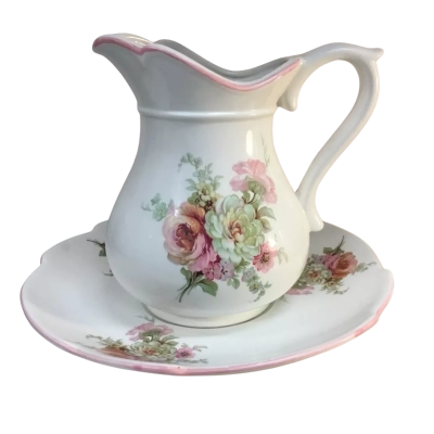 Floral Large Jug Approx 19 x 19 and Plate Approx 27cm diameter