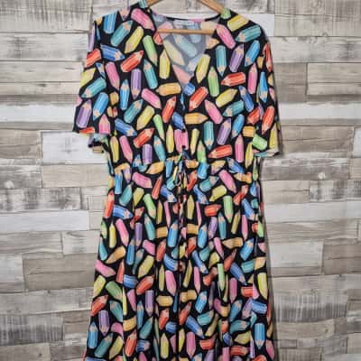  Womens Little Party Dress Size 16 Black & Multicoloured Pencils