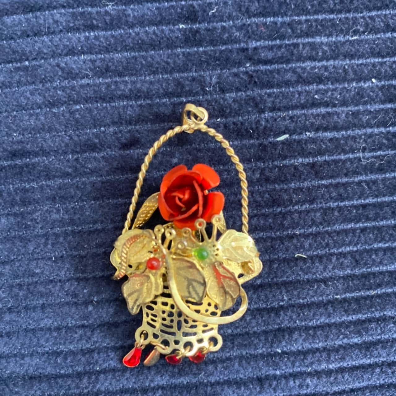 XL Flower Pendant - Red/Blue main image 1