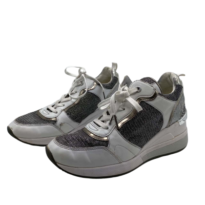 NWOT Michael Kors Womens  Size 8 Silver / White Sneakers    CAB