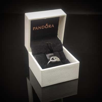 Excellent Condition Retired Design Pandora "Circles" Logo Signature Ring 925 Silver Size L