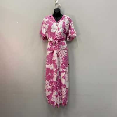 American Eagle Womens  Pant & Top Set Size L Pink  / White 