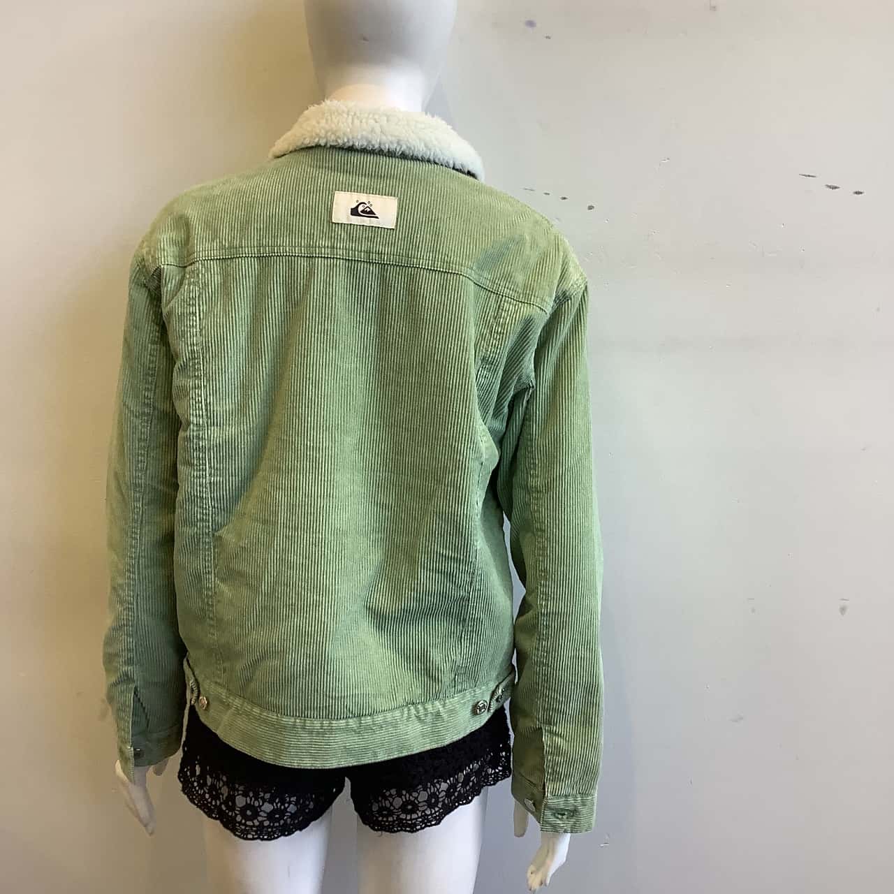 Quicksilver Women's Label Size L Corduroy Sherpa Jacket Green (s)