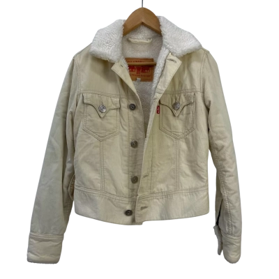 Levi Strauss & Co. - Womens Sherpa-Lined Corduroy Trucker Jacket - Size S/P - Cream 