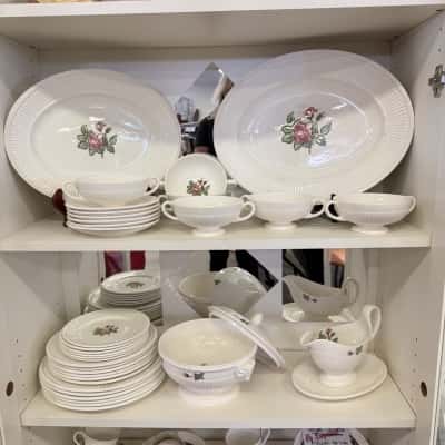 Vintage Wedgwood Moss Rose Dinner Set for Six