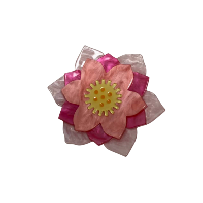 Erstwilder Rising Lotus Brooch Pink/ Yellow 