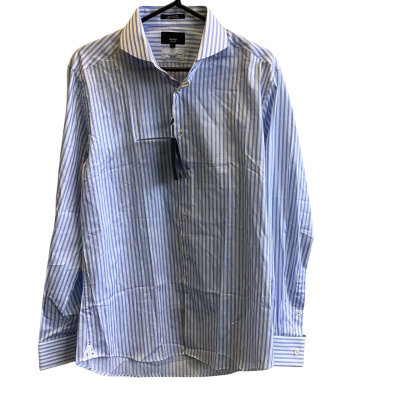 BNWT Oxford Men's Size L Long Sleeve Slim Fit Shirt Blue & White Striped 