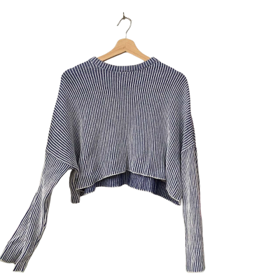 Womens  Size XS Cropped Top / Long Sleeve Top Blue / Striped / White 
