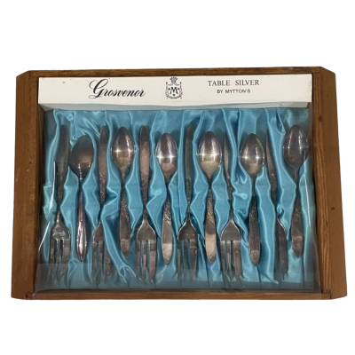 Mytton’s Grosvenor Silver Plated Cake Spoon & Fork Set of 12, in Box