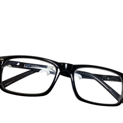 Al Romaizan black full-rim optical frame featuring a classic rectangular silhouette and a glossy finish. 