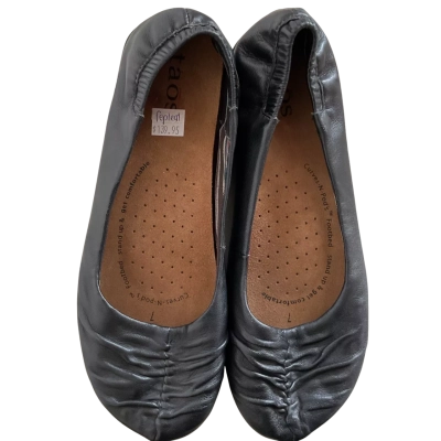 New  Womens  Taos Black Repleat Leather Ballet Flats Size 7
