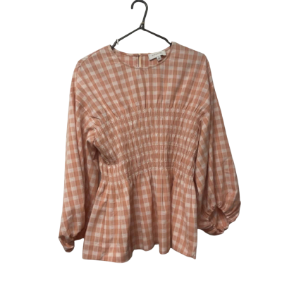 Womens Witchery Size 14 Orange Gingham Long Sleeve Shirt 