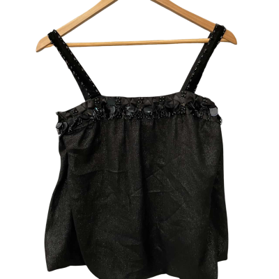 Salabianca Womens  Size 12 Shoestring Strap Top Black  