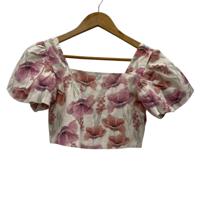 Saffron & Clover Kids Linen Blend Cropped Top Size 12 Floral RRP$80