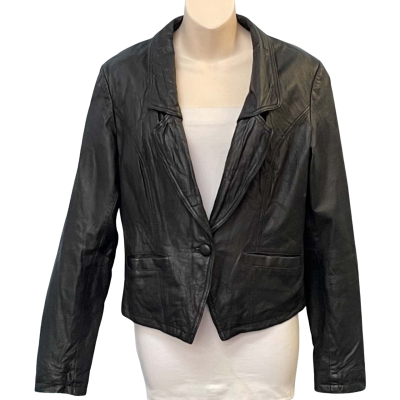 Just Jeans Womens  Size 10 Leather Jacket Black  
