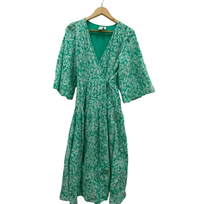 Y.A.S. Women's Size M Wrap Dress Green / White 