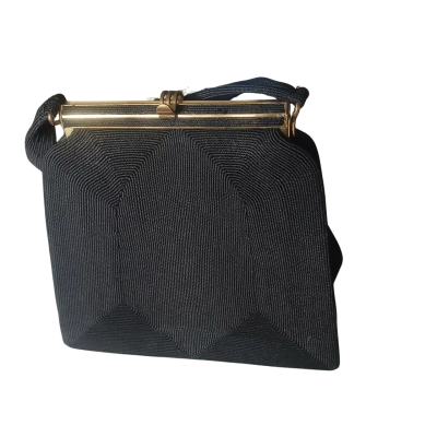  Women's Corde Evening Bag Black with Brass Trim Made in England