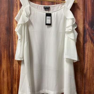 City Chic Size L White cold shoulder top new 