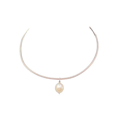  Womens Choker Necklace / Pendant Pearl / Silver 
