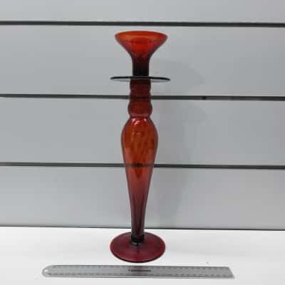Tall Art Glass Swirl Pillar Candle Holder