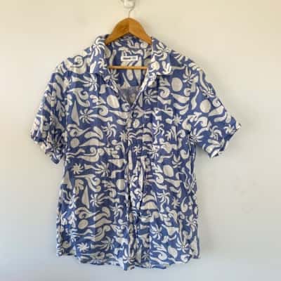 Allgood Blue Floral Short Sleeve Shirt  Size XXL 