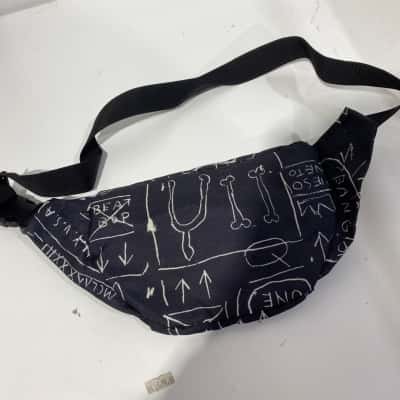 TYPO x Jean-Michel Basquiat Black Bum Bag with Neon Green Zipper 
