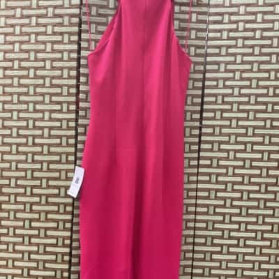 BNWT Women's Monique Halo Halter Neck Dress Hot Pink RRP $329.95