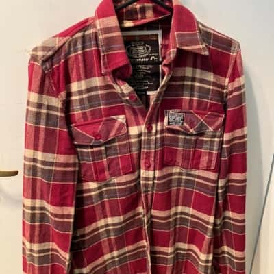 Superdry Mens  Size M Winter Jacket Beige / Brown / Maroon 