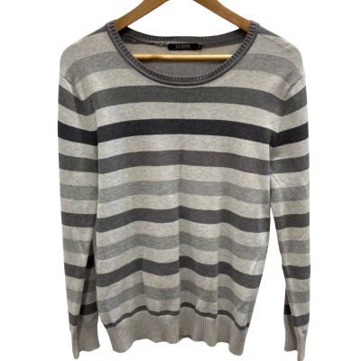  Womens  Size M Long Sleeve Top Grey / Striped 